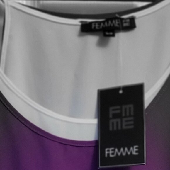 ✨NWT✨ FEMME Tank Top Violet and White Assymetrical NWT - Picture 4 of 5